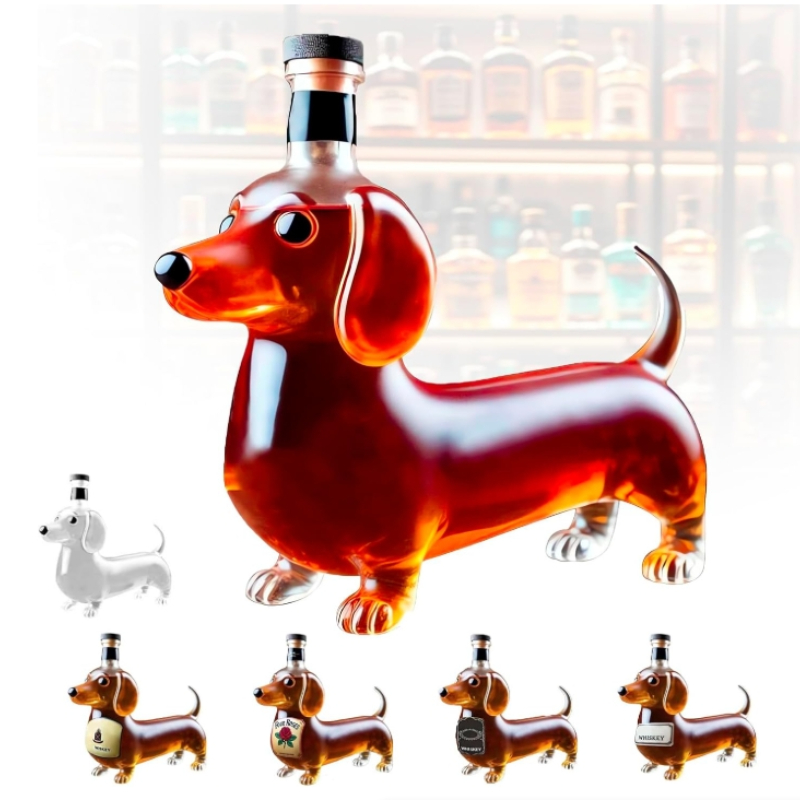 Dachshund Dog Whiskey Bottle,3 - Glass Decanter Whiskey のレビューと価格