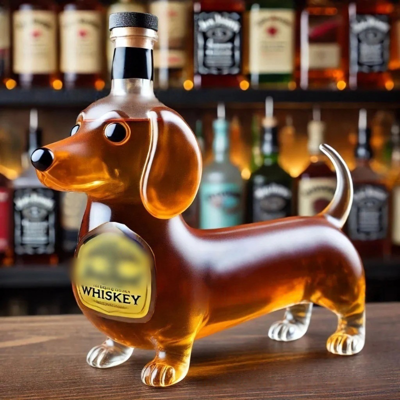 Dachshund Dog Whiskey Bottle,3 - Glass Decanter Whiskey のレビューと価格
