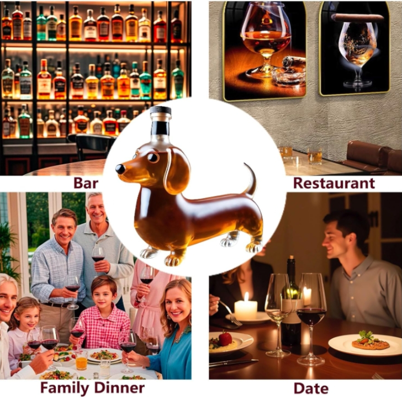 Dachshund Dog Whiskey Bottle,3 - Glass Decanter Whiskey のレビューと価格