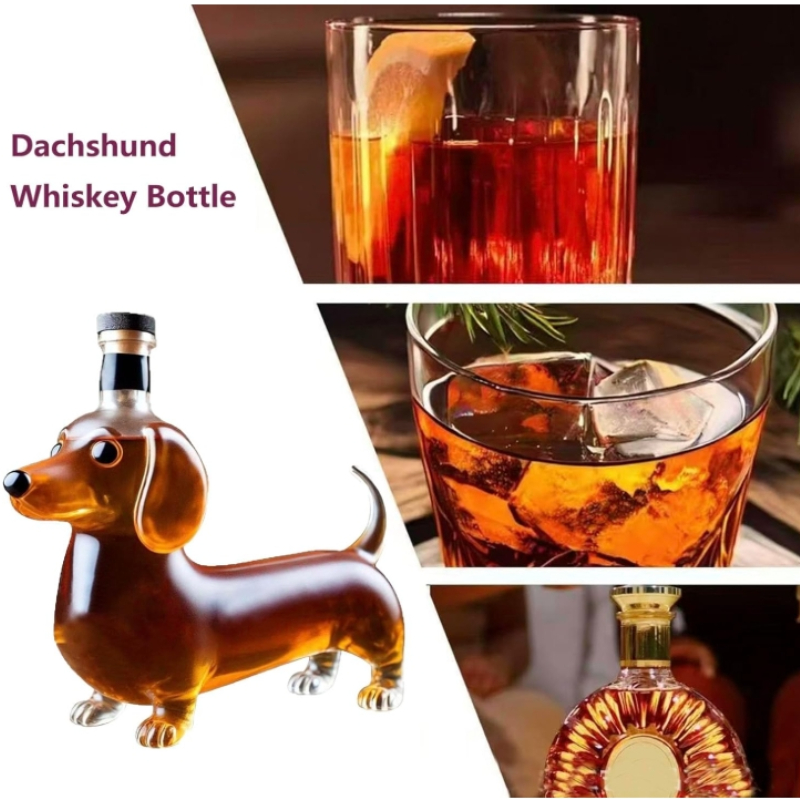 Dachshund Dog Whiskey Bottle,3 - Glass Decanter Whiskey のレビューと価格